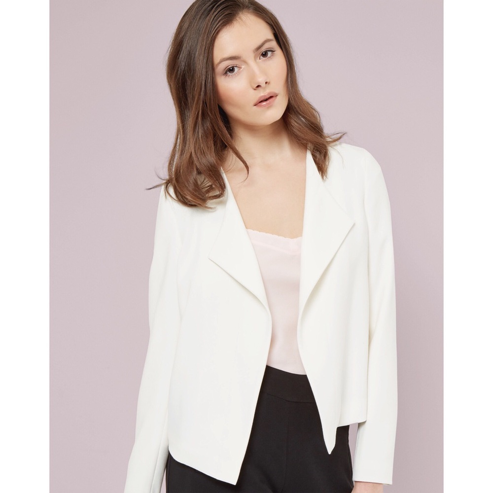 TED BAKER White Waterfall Front Jacket